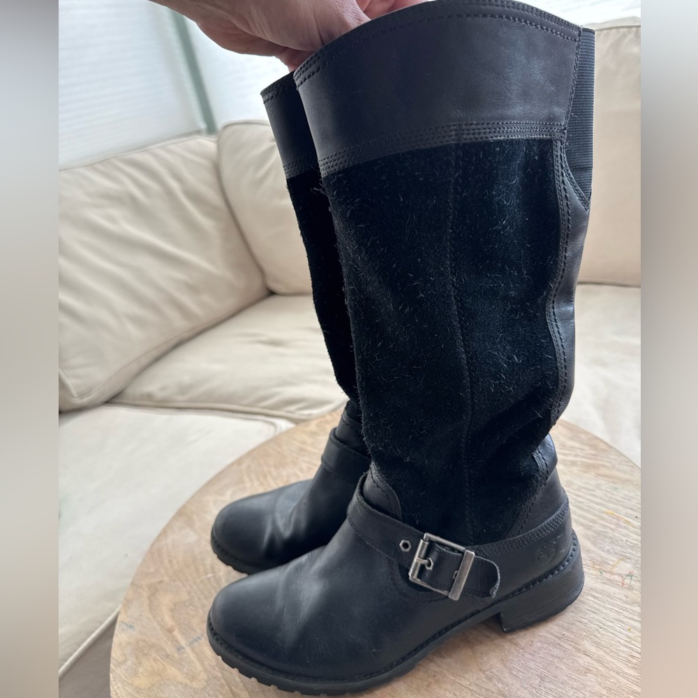 TIMBERLAND Women's Earthkeepers Bethel Tall Leather Suede Black Boots Size 8 - Picture 6 of 7